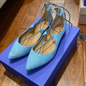 Aquazurra Christy Flats in Light Blue Denim Sz 38